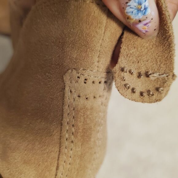 LL Bean Bootie Women's Size 7M (B) Tan Brown Suede Ankle Boots Slip-On Classic - Picture 10 of 12